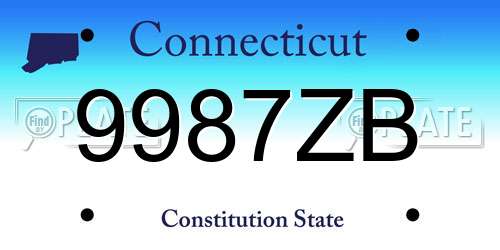 9987ZB Connecticut License Plate