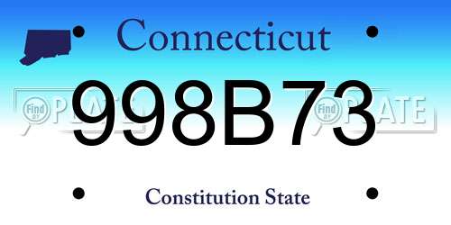 998B73 Connecticut License Plate