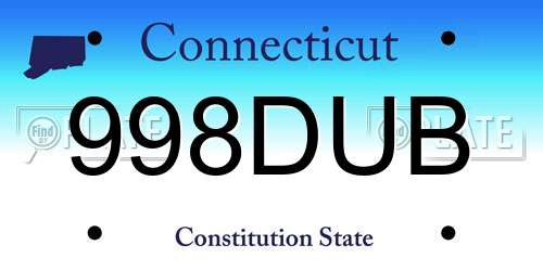 998DUB Connecticut License Plate