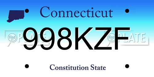 998KZF Connecticut License Plate