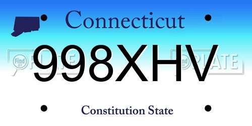 998XHV Connecticut License Plate