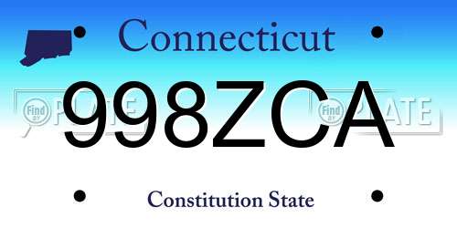 998ZCA Connecticut License Plate