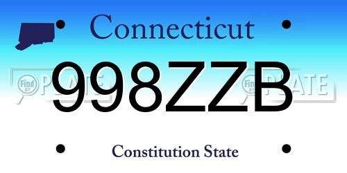 998ZZB Connecticut License Plate