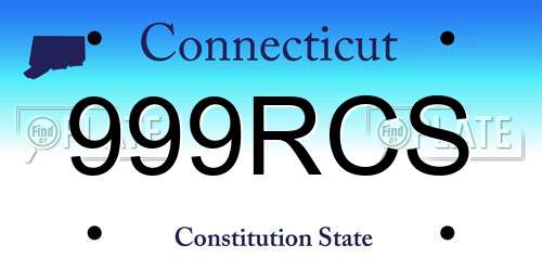 999RCS Connecticut License Plate