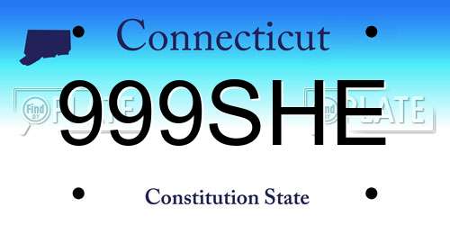 999SHE Connecticut License Plate