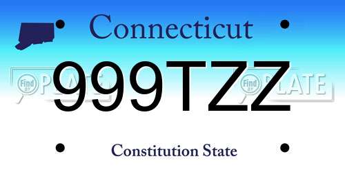 999TZZ Connecticut License Plate