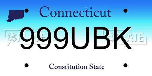999UBK Connecticut License Plate