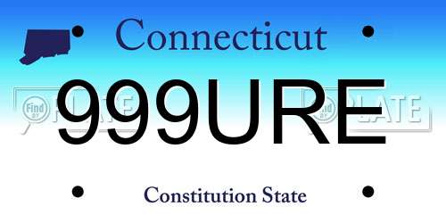 999URE Connecticut License Plate
