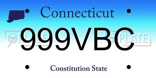 999VBC Connecticut License Plate