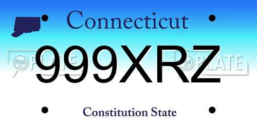 999XRZ Connecticut License Plate
