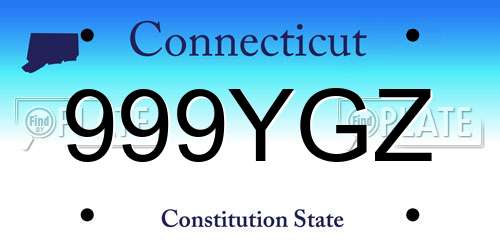 999YGZ Connecticut License Plate
