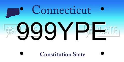 999YPE Connecticut License Plate