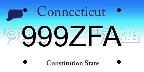 999ZFA Connecticut License Plate