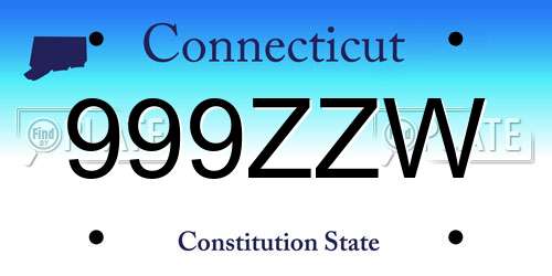 999ZZW Connecticut License Plate