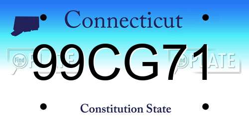 99CG71 Connecticut License Plate
