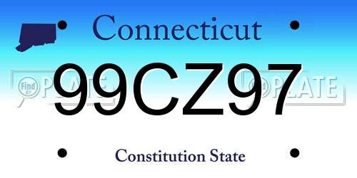 99CZ97 Connecticut License Plate