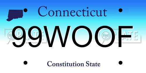 99WOOF Connecticut License Plate