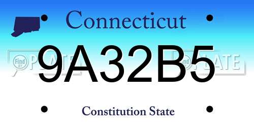 9A32B5 Connecticut License Plate