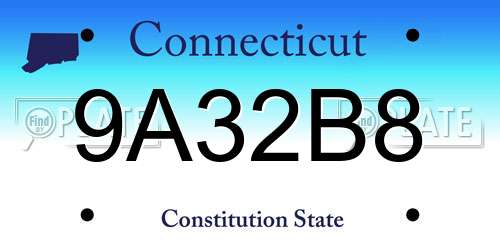 9A32B8 Connecticut License Plate