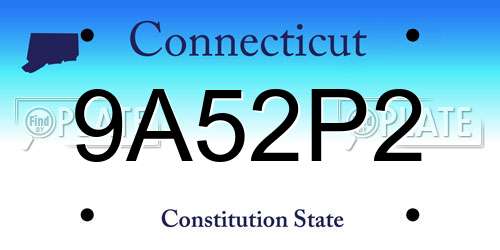 9A52P2 Connecticut License Plate