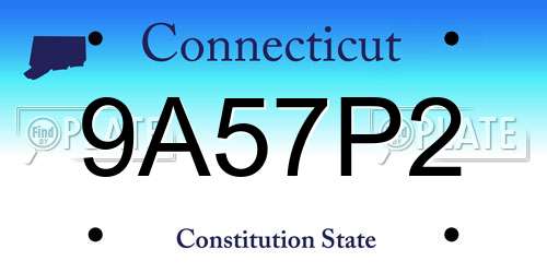 9A57P2 Connecticut License Plate