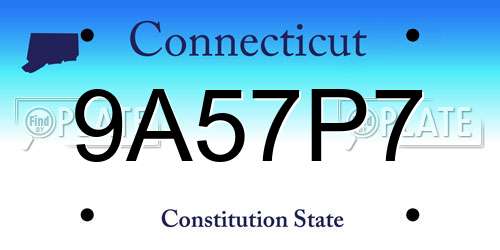 9A57P7 Connecticut License Plate