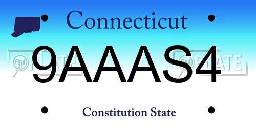 9AAAS4 Connecticut License Plate