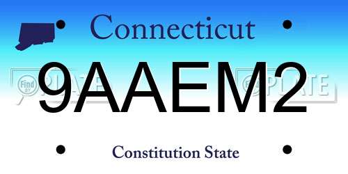 9AAEM2 Connecticut License Plate