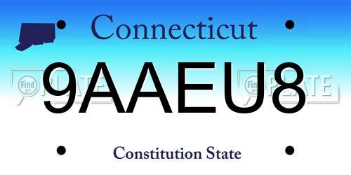 9AAEU8 Connecticut License Plate