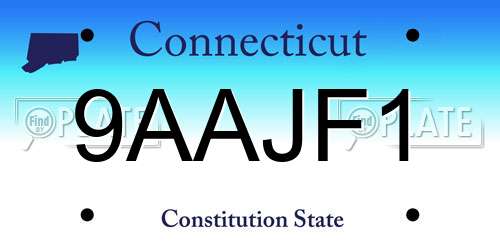 9AAJF1 Connecticut License Plate