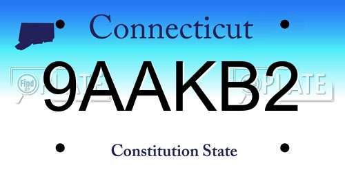 9AAKB2 Connecticut License Plate
