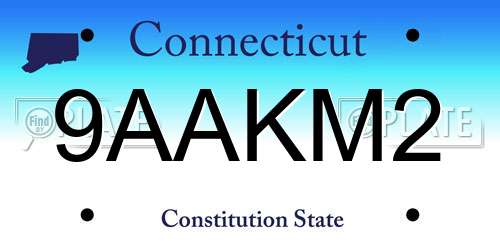 9AAKM2 Connecticut License Plate