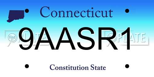 9AASR1 Connecticut License Plate