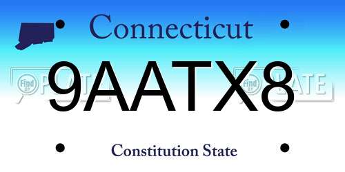 9AATX8 Connecticut License Plate