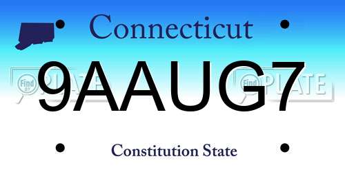 9AAUG7 Connecticut License Plate