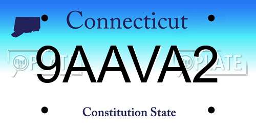 9AAVA2 Connecticut License Plate