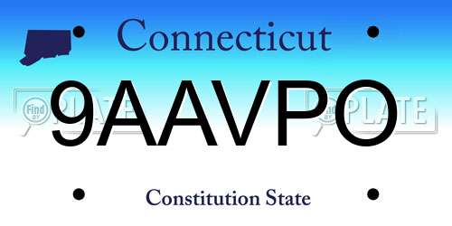 9AAVPO Connecticut License Plate