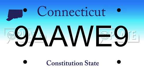9AAWE9 Connecticut License Plate