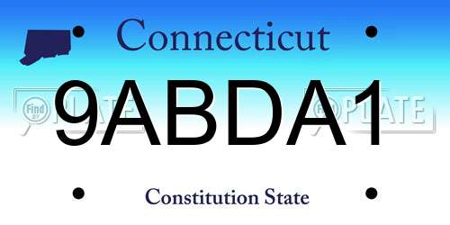 9ABDA1 Connecticut License Plate