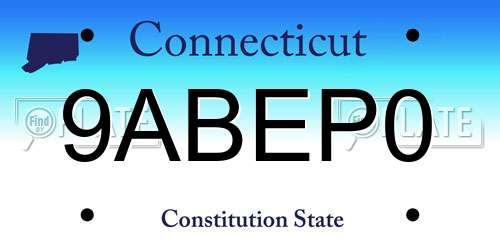 9ABEP0 Connecticut License Plate