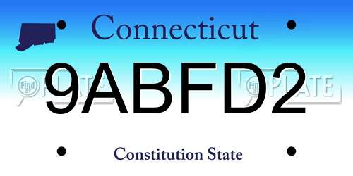 9ABFD2 Connecticut License Plate