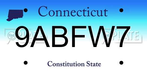 9ABFW7 Connecticut License Plate
