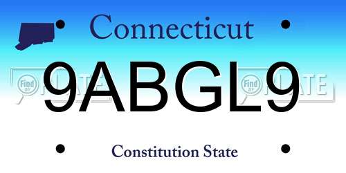 9ABGL9 Connecticut License Plate
