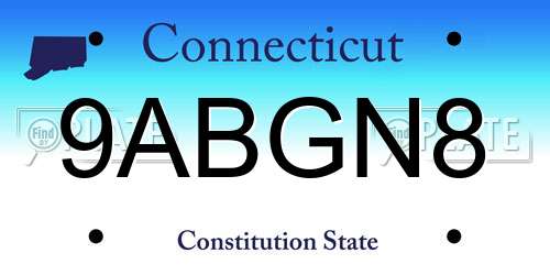 9ABGN8 Connecticut License Plate