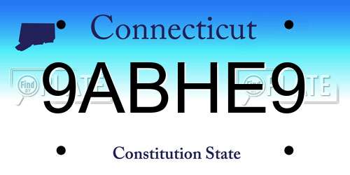 9ABHE9 Connecticut License Plate