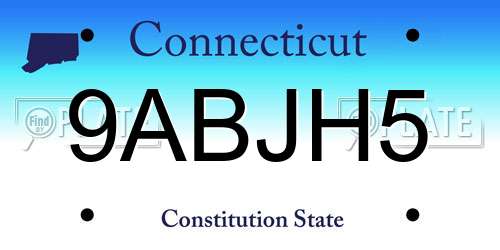 9ABJH5 Connecticut License Plate