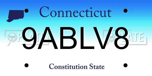 9ABLV8 Connecticut License Plate