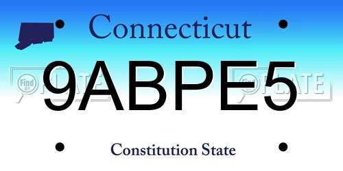 9ABPE5 Connecticut License Plate