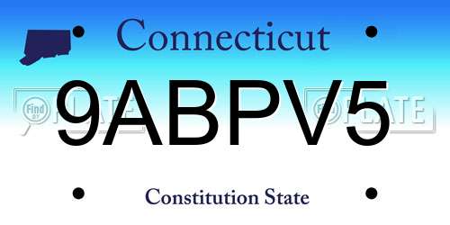 9ABPV5 Connecticut License Plate