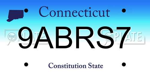 9ABRS7 Connecticut License Plate